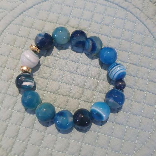 Bracelet MIA Maxi pierres Agate bleue